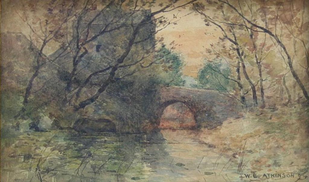 W.E. Atkinson (1862-1926) - Stone Bridge at Sunset