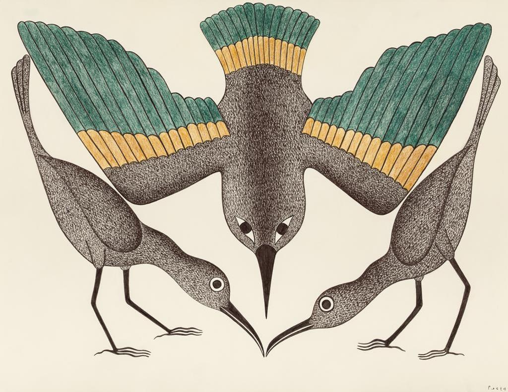 Kenojuak Ashevak (1927-2013) - Untitled (Three Birds), 1995