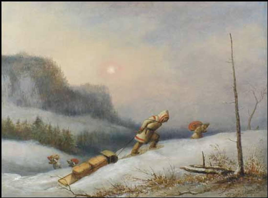 Cornelius David Krieghoff (1815-1872) - Indians on the Winter Trail