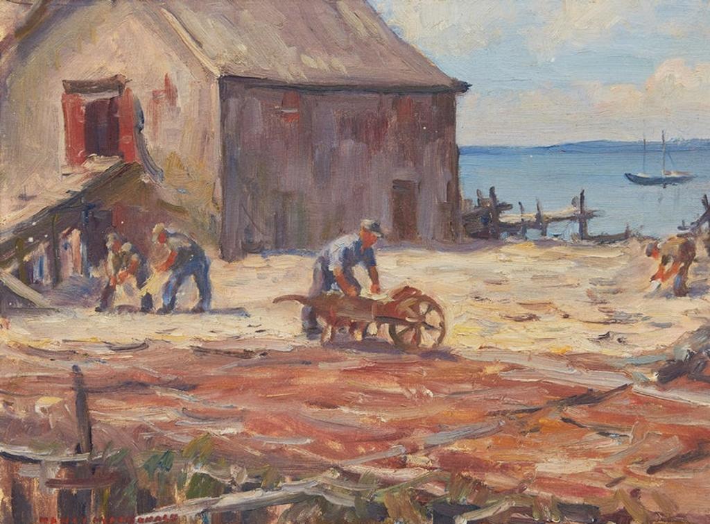 Manly Edward MacDonald (1889-1971) - Workers and Storehouse before Shoreline