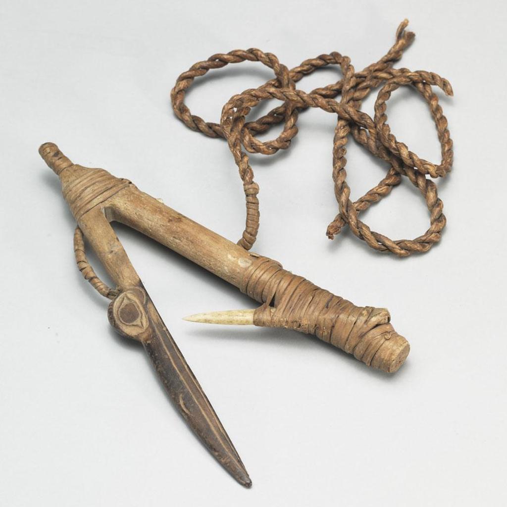 Halibut Hook - Wood, Twisted Fiber, Ivory