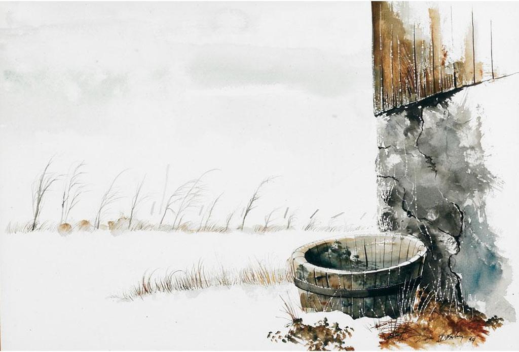 Kenneth (Ken) Edison Danby (1940-2007) - Barrel By The Barn, Winter