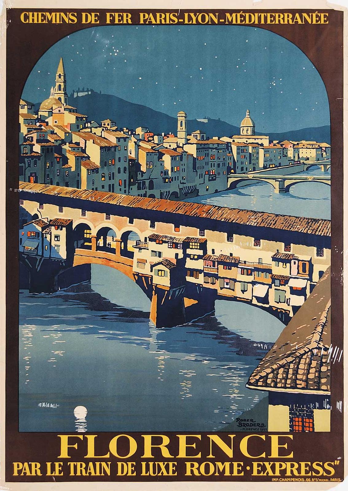 Roger Broders (1883-1953) - Florence Par le Train de Lux Rome-Express