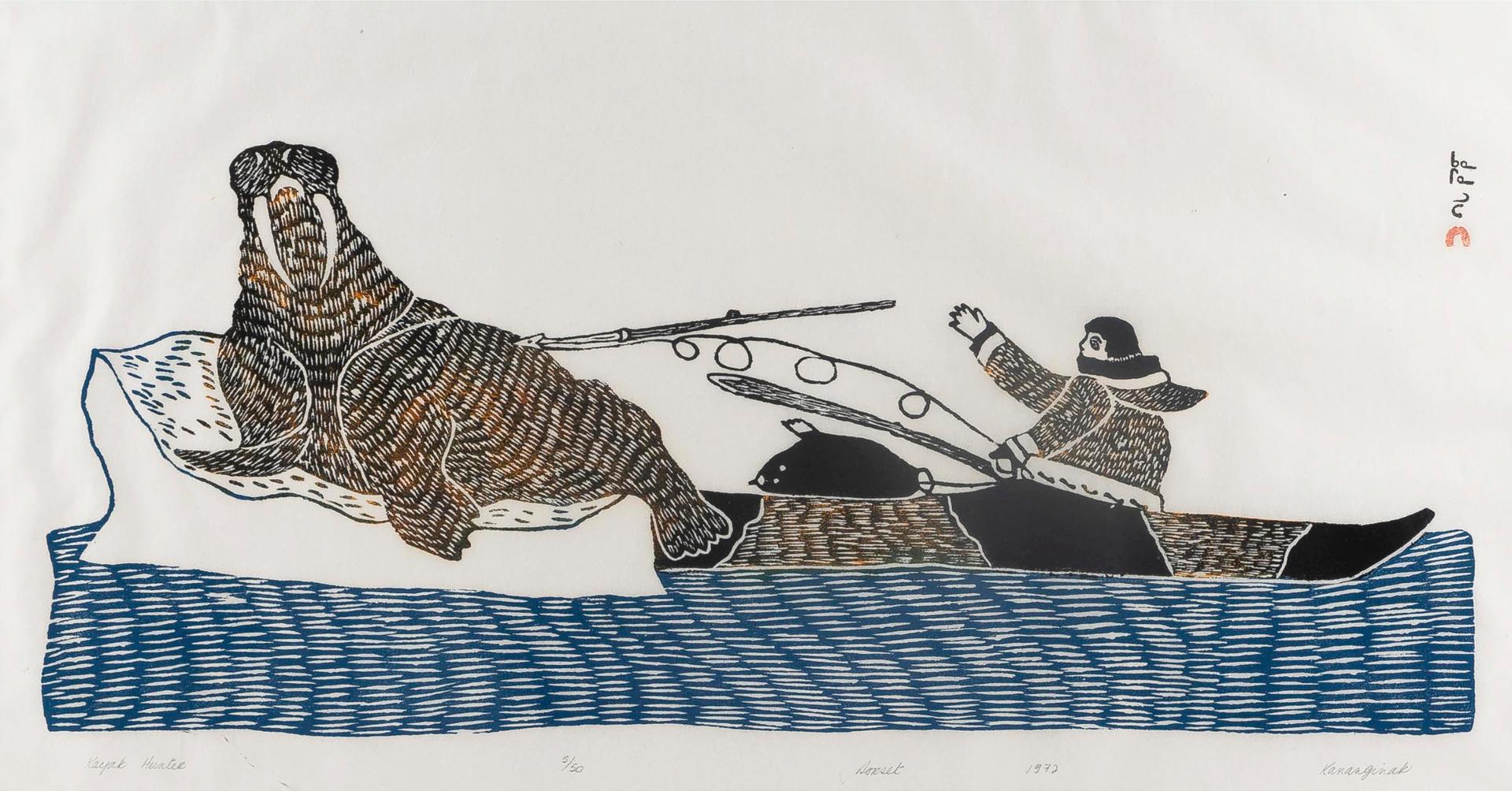 Kananginak Pootoogook (1935-2010) - Kayak Hunter, 1972