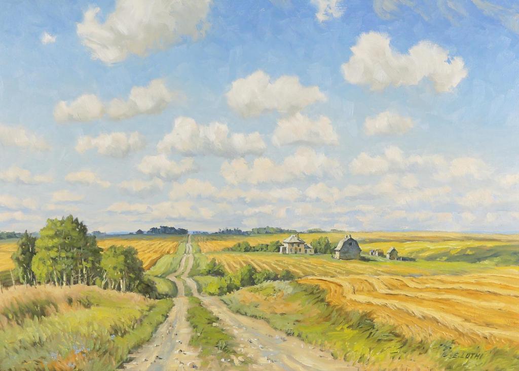 Ernest (Ernie) Luthi (1906-1983) - Road Past The Farm, Southern Saskatchewan