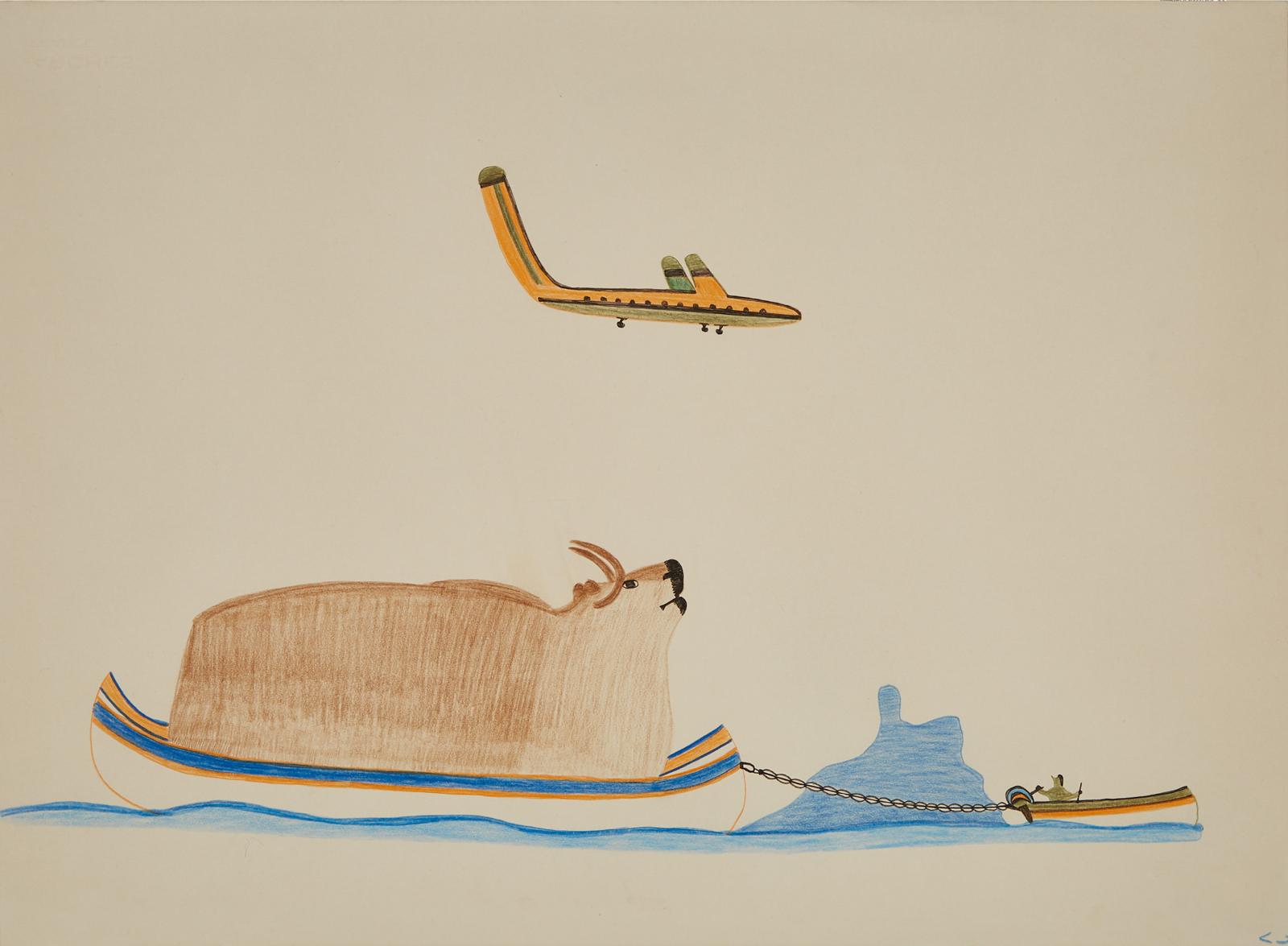 Pudlo Pudlat (1916-1992) - Untitled (Plane Overhead)