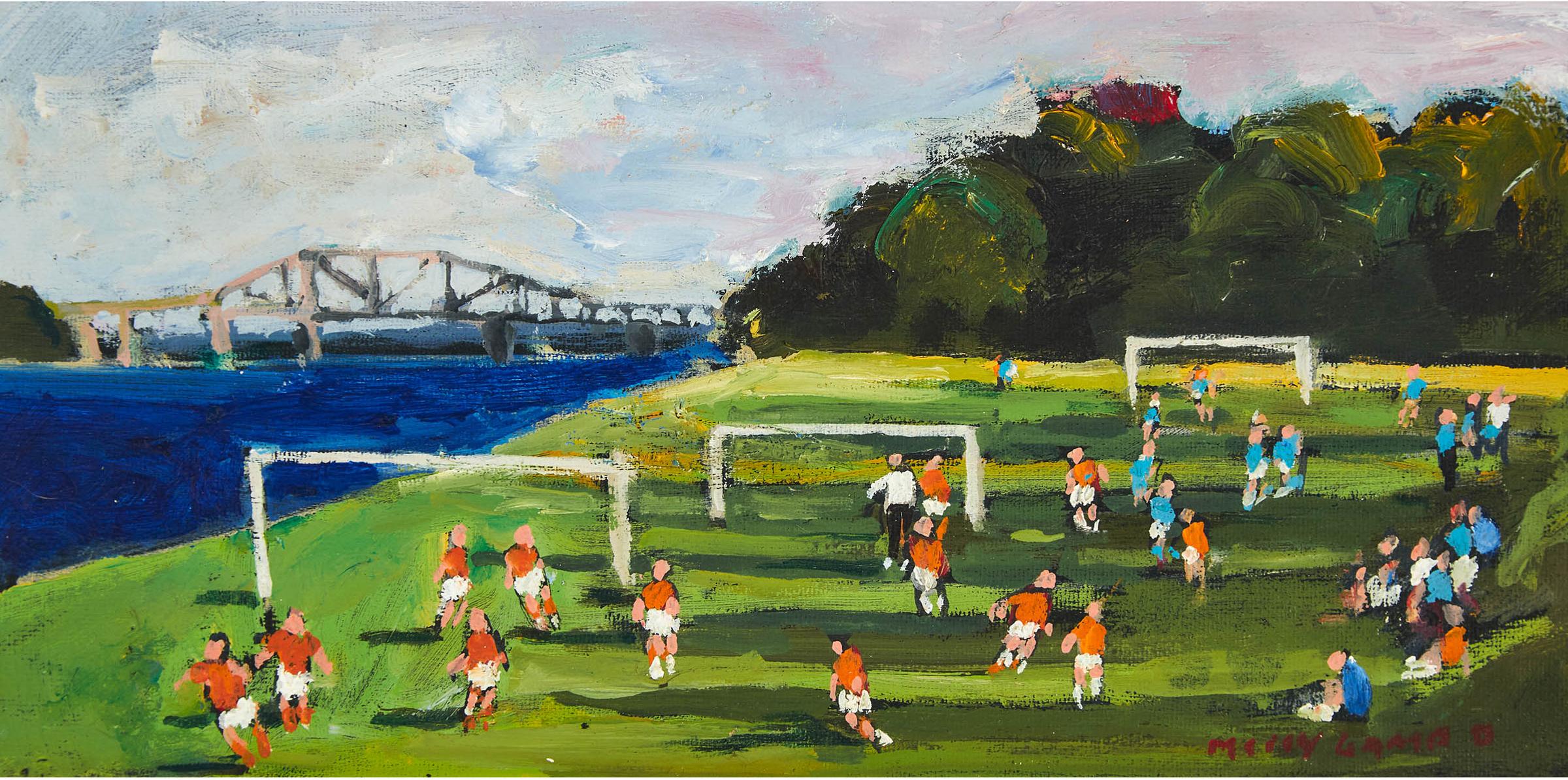 Molly Joan Lamb Bobak (1922-2014) - Soccer On The Green, 1988