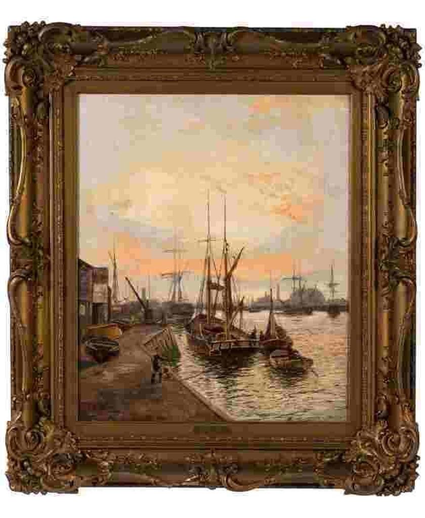 Edwin Henry Eugene Fletcher (1857-1945) - Boats in harbor