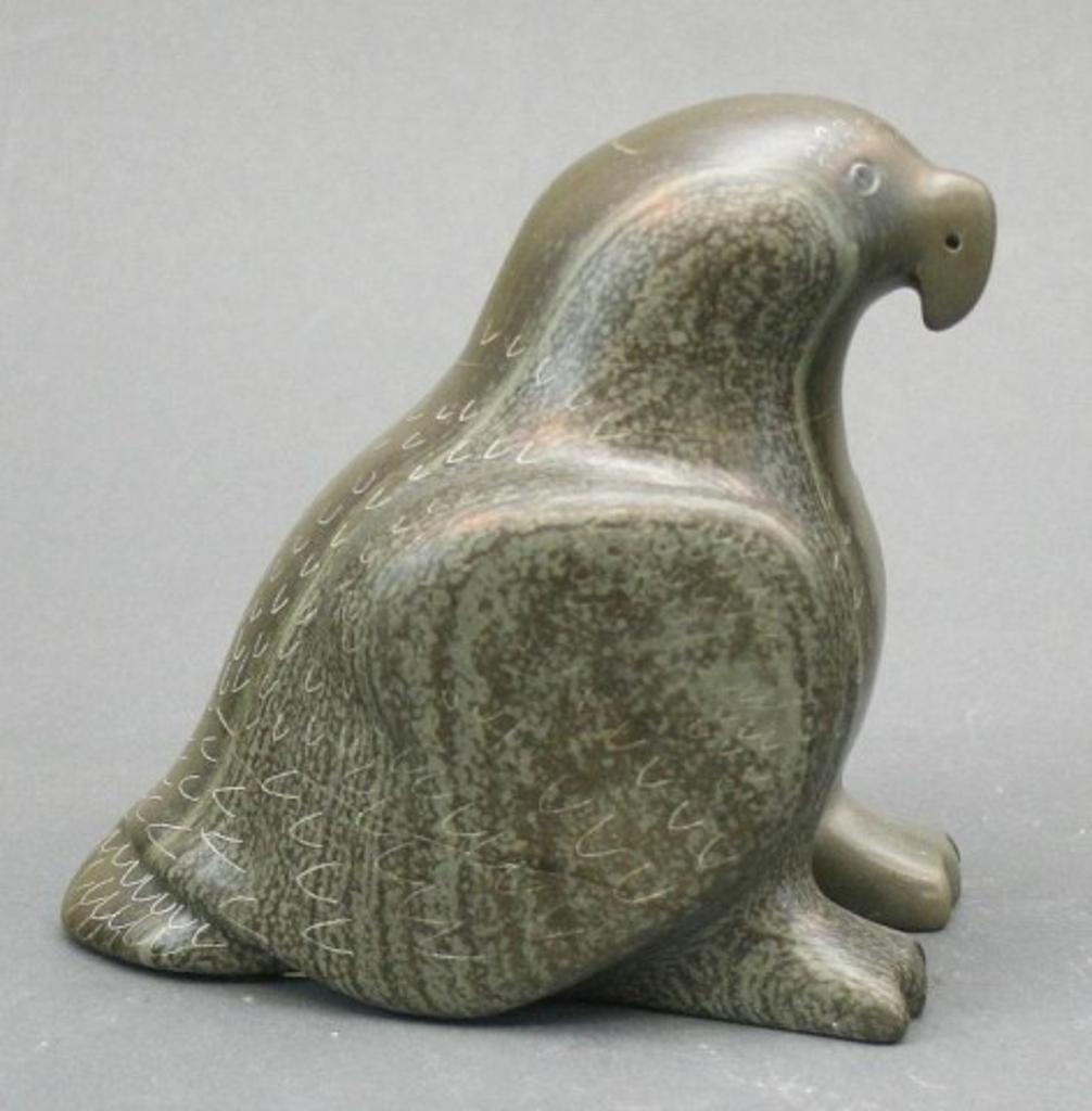 Charlie Qittusuk (1927) - Green stone carving of a bird