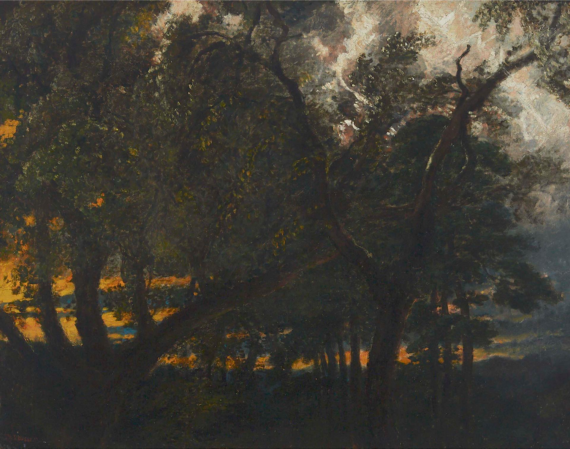 Circle of Théodore Rousseau (1812-1867) - Forest With Orange Sky