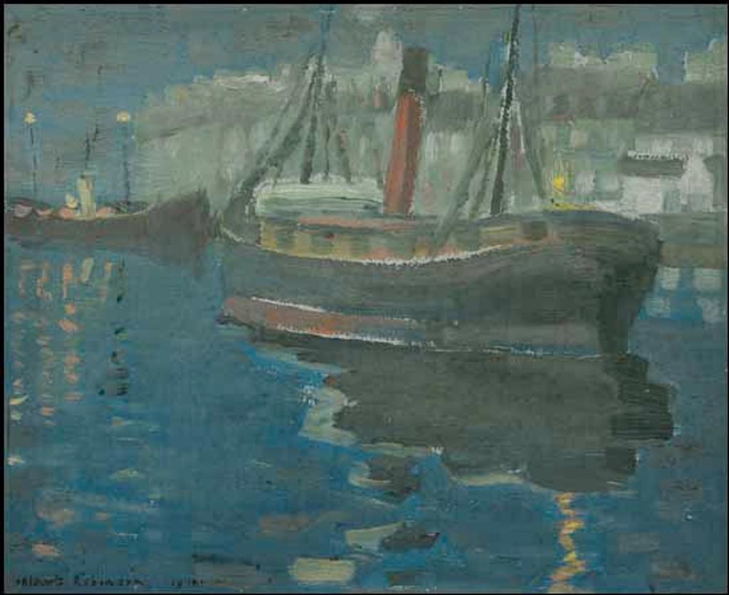 Albert Henry Robinson (1881-1956) - Leaving Port, Moonlight, Saint-Malo, France