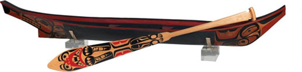 William Ronald (Bill) Reid (1920-1998) - Haida Bear Canoe (Model) and Haida Bear Paddle