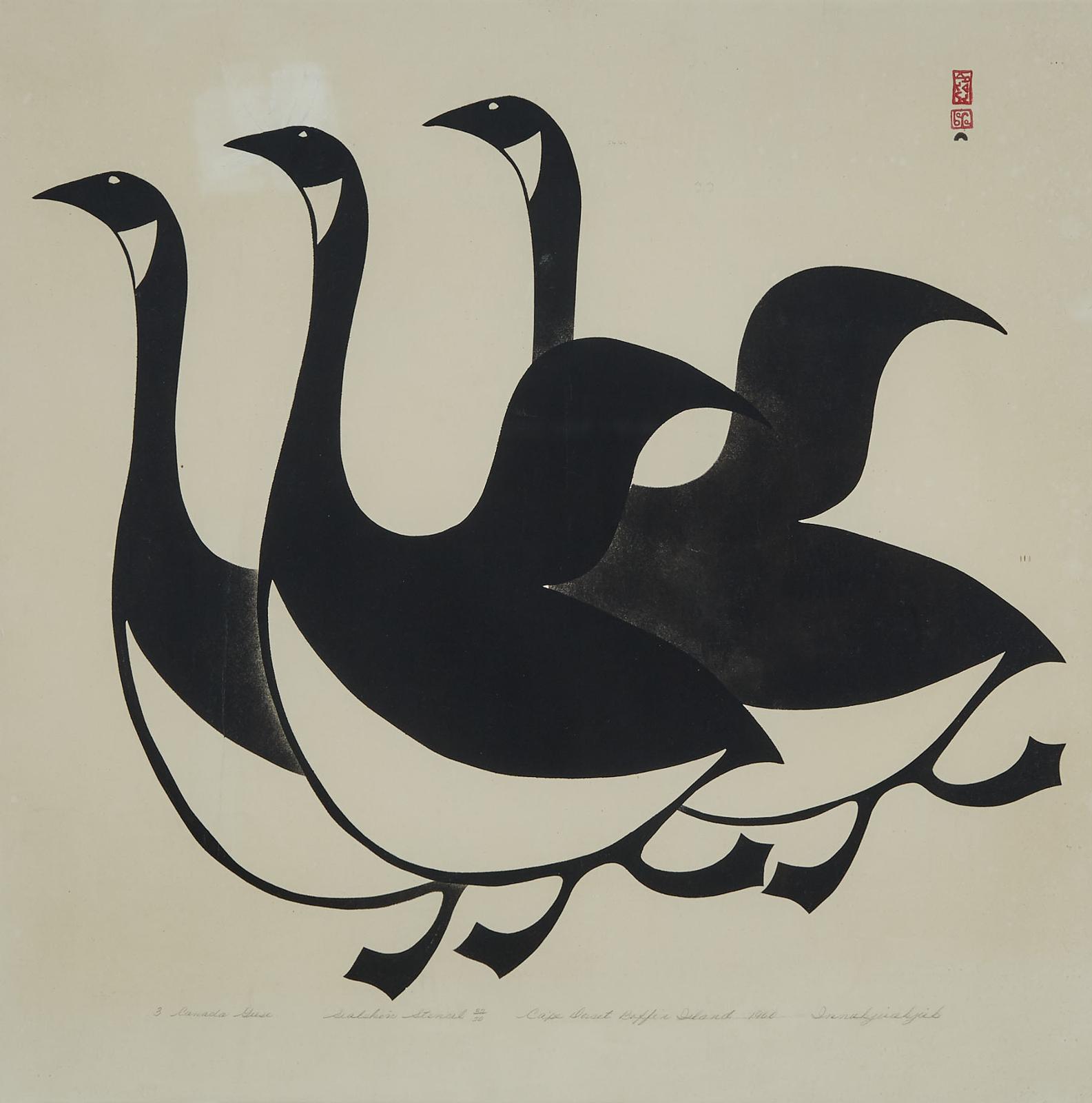 Innukjuakju Pudlat (1913-1972) - Three Canada Geese