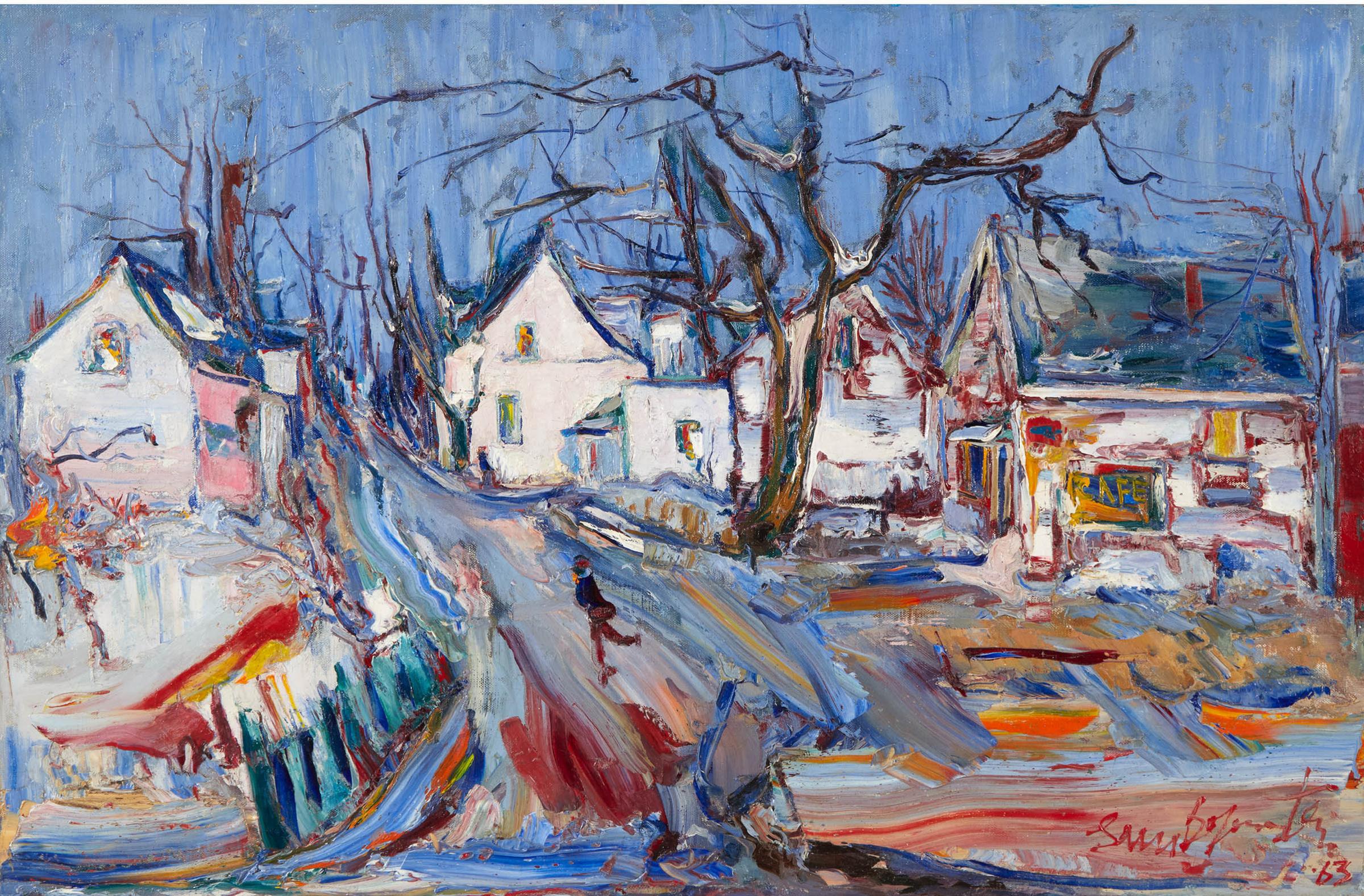 Samuel (Sam) Borenstein (1908-1969) - Street Scene Cartierville, Pq, 1963