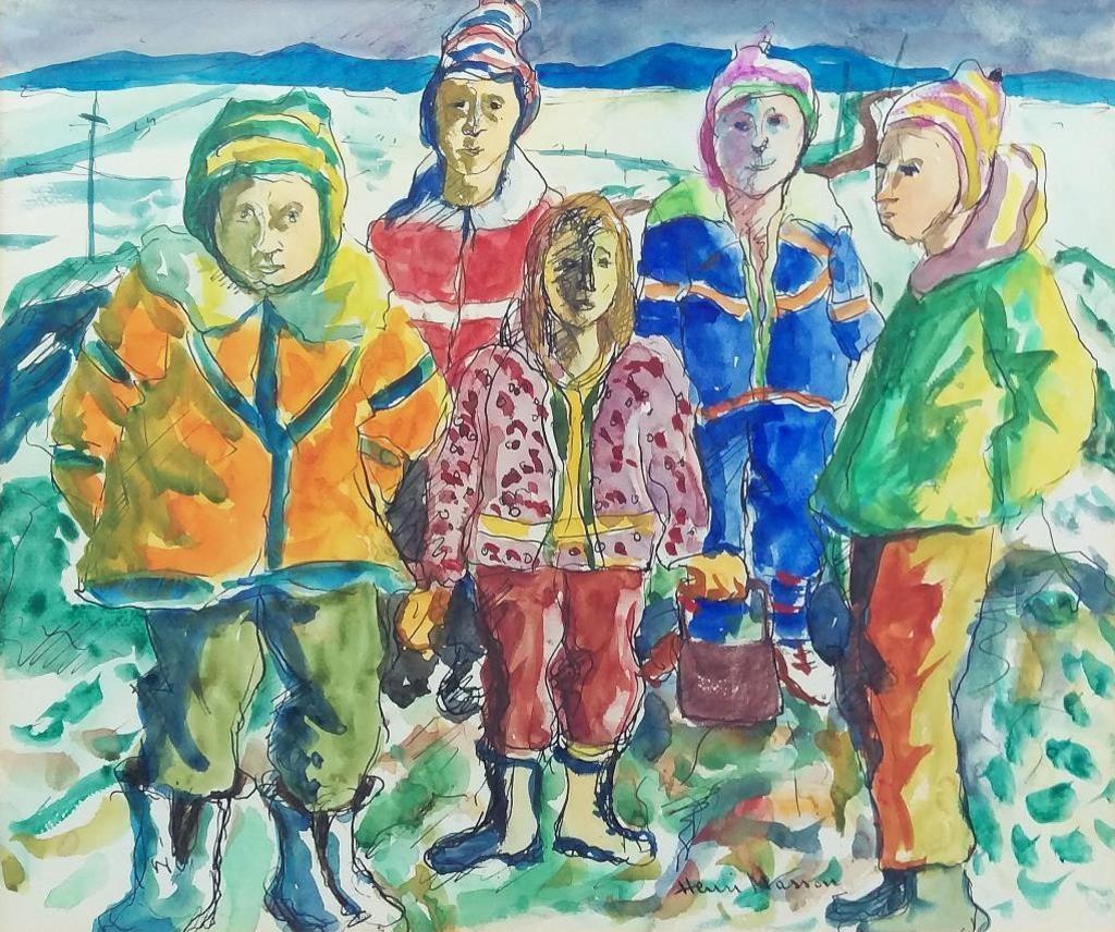 Henri Jacques Masson (1907-1995) - Five Children in Winter