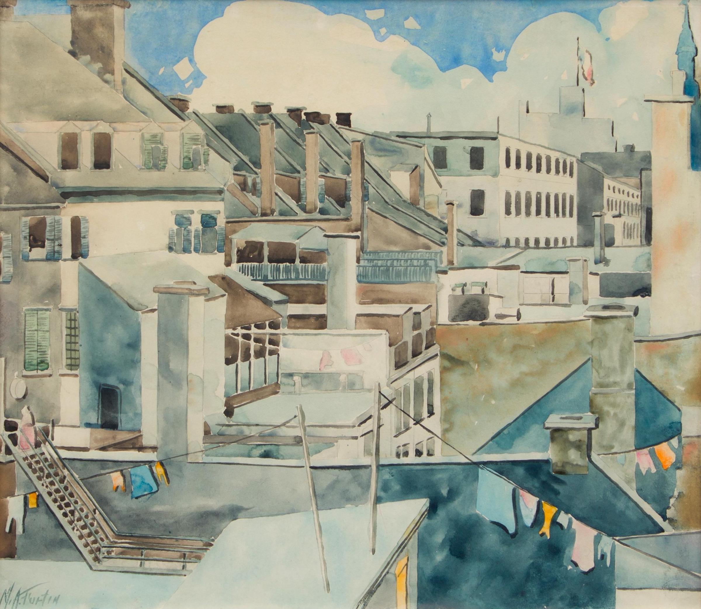 Marc-Aurèle Fortin (1888-1970) - Vue sur les toits, Montréal, n.d.