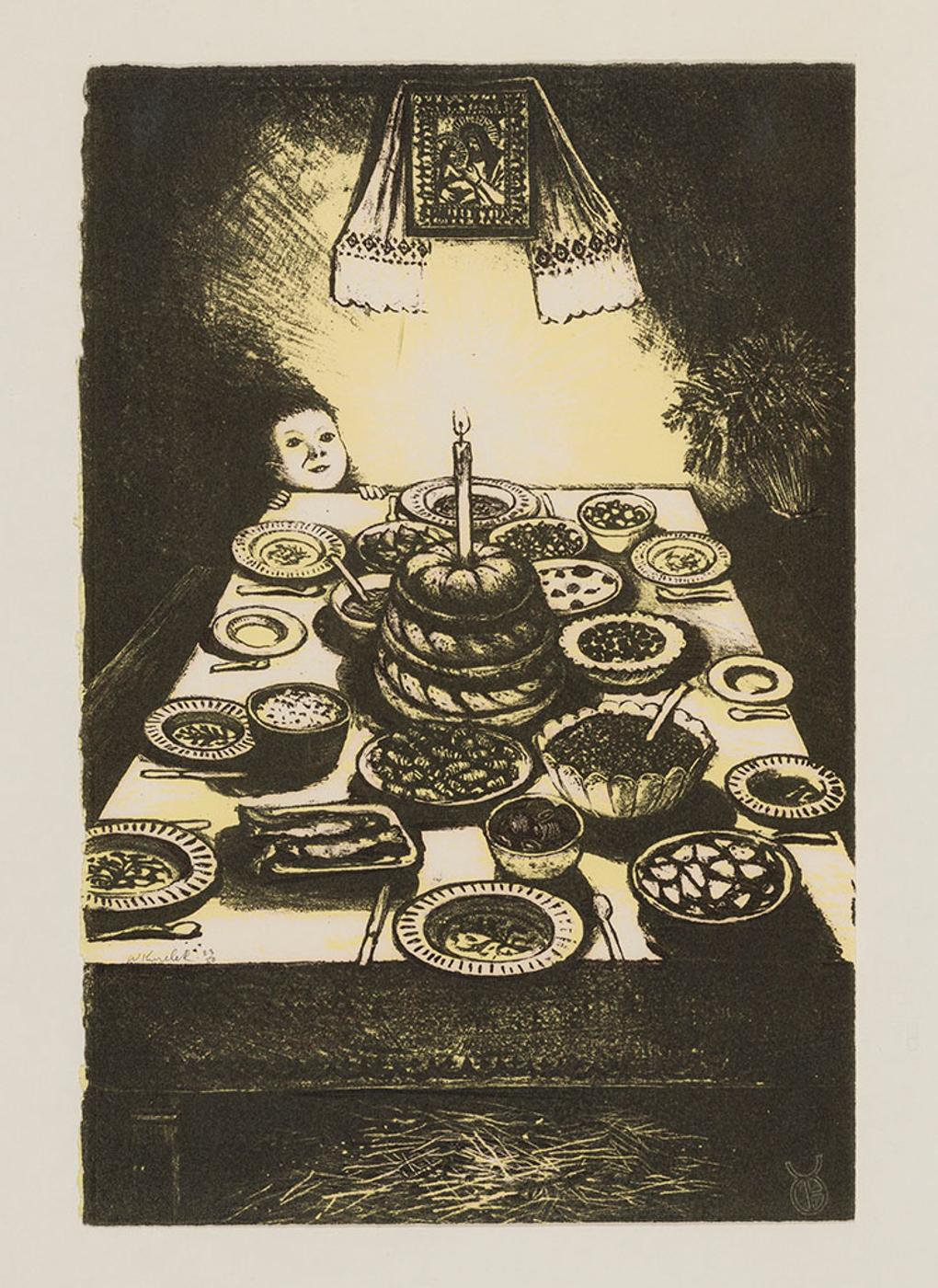 William Kurelek (1927-1977) - Ukrainian Christmas Feast