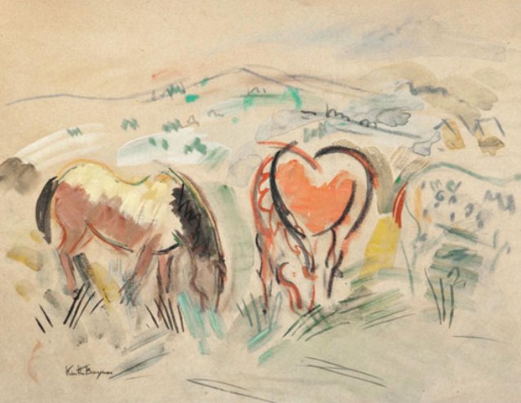 Keith Stuart Baynes (1887-1977) - Grazing Horses, Somerset