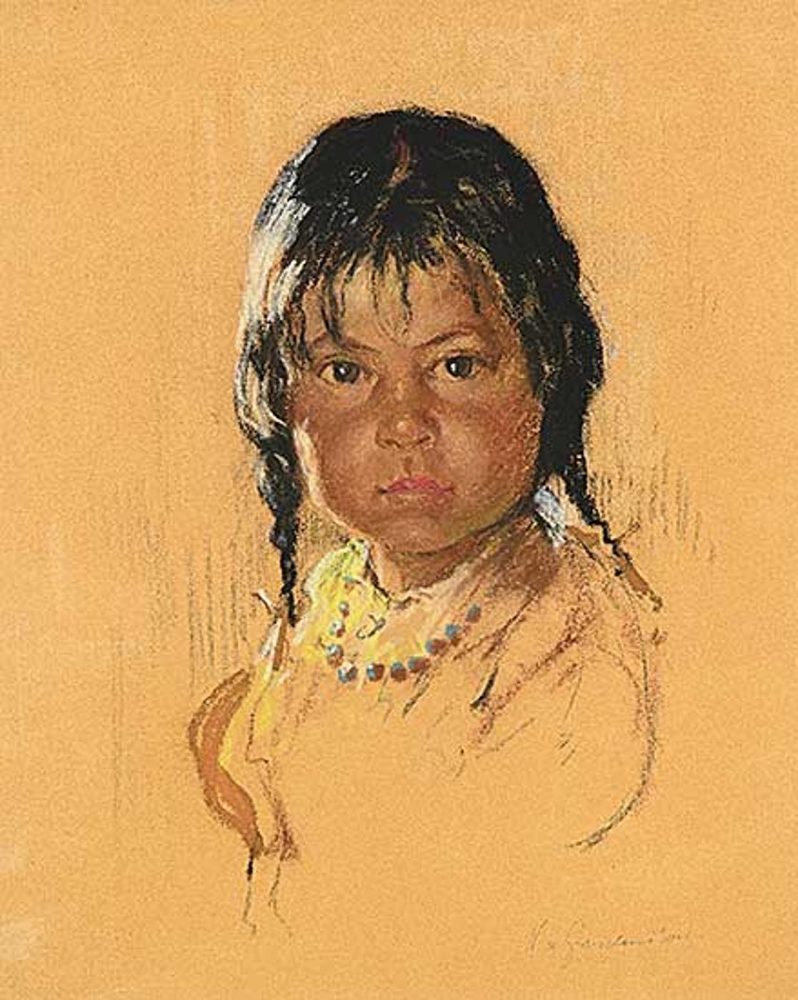 Nicholas (Nickola) de Grandmaison (1892-1978) - Untitled - Child with Blue and Brown Beads