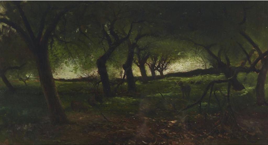 Arthur Parton (1842-1914) - Sheep In A Shaded Pasture Among A Grove Of Trees
