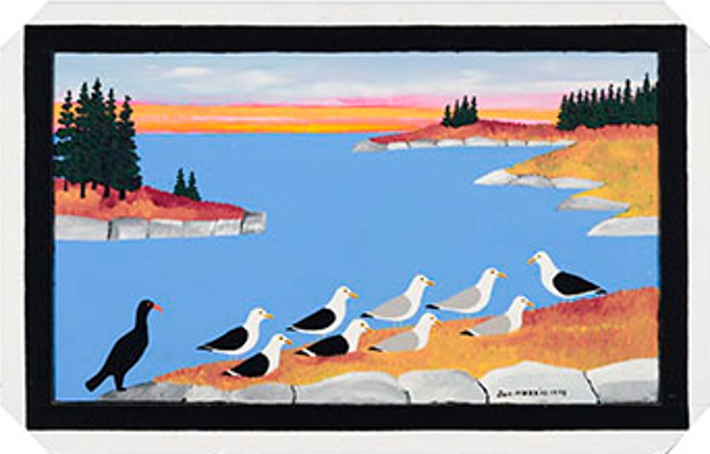 Joseph (Joe) Norris (1925-1996) - Cormorant and Seagulls at Sunset