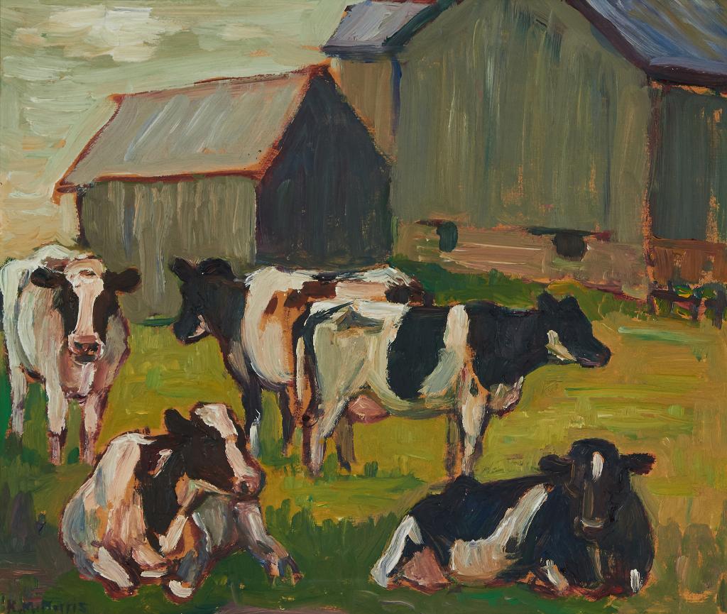 Kathleen Moir Morris (1893-1986) - Cattle at Elliott Family Farm Near Marshall's Bay