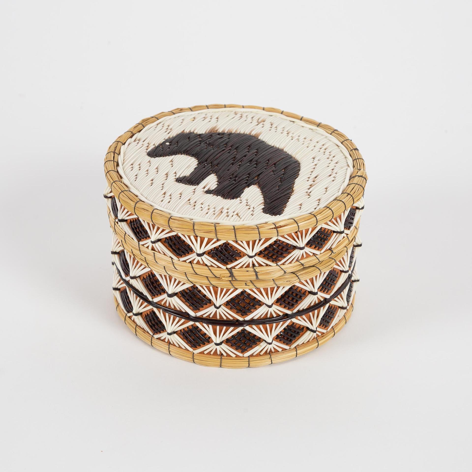 Emmaline Sindbert - Porcupine Quill Basket With Bear Design