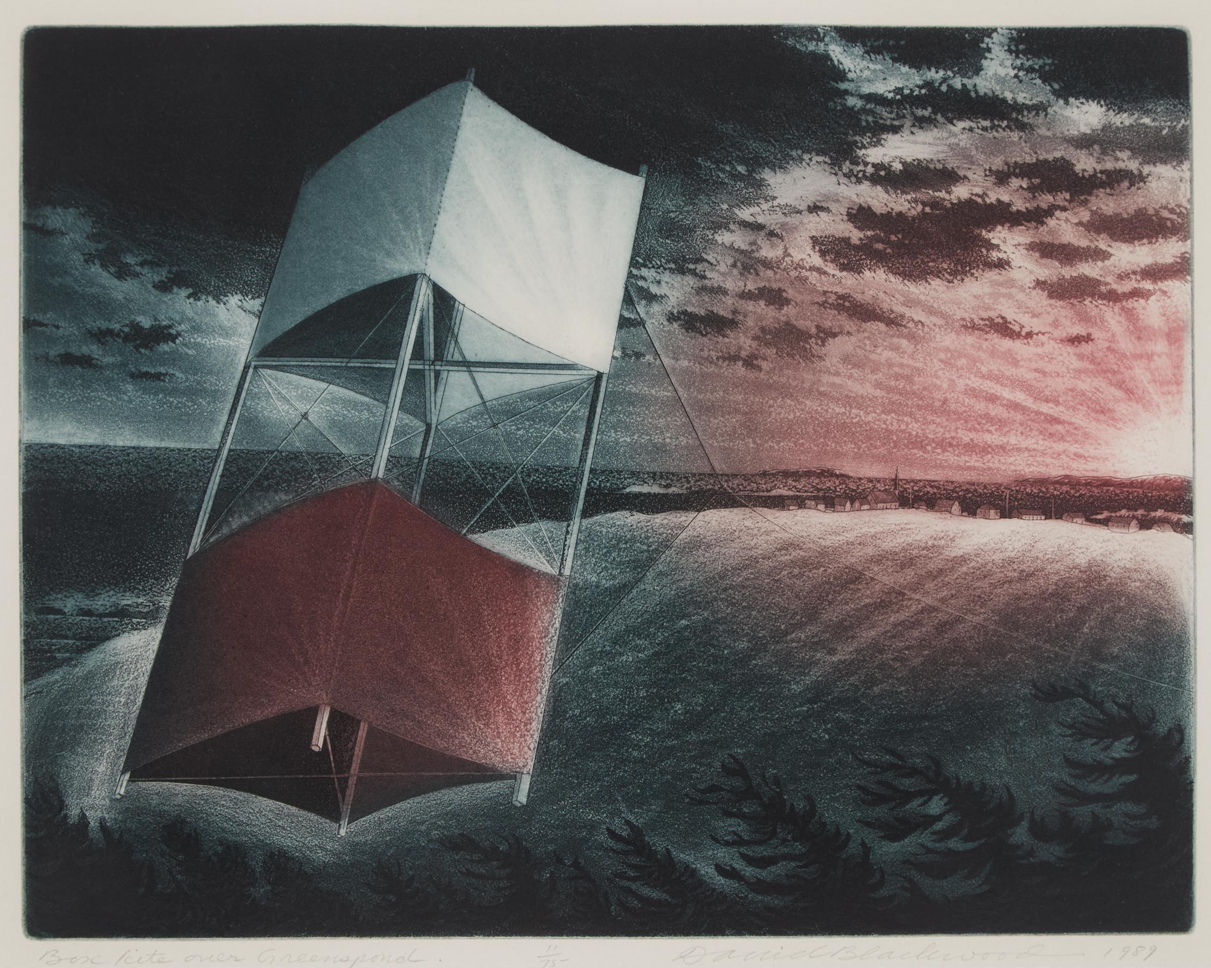 David Lloyd Blackwood (1941-2022) - Box Kite Over Greenspond, 1989