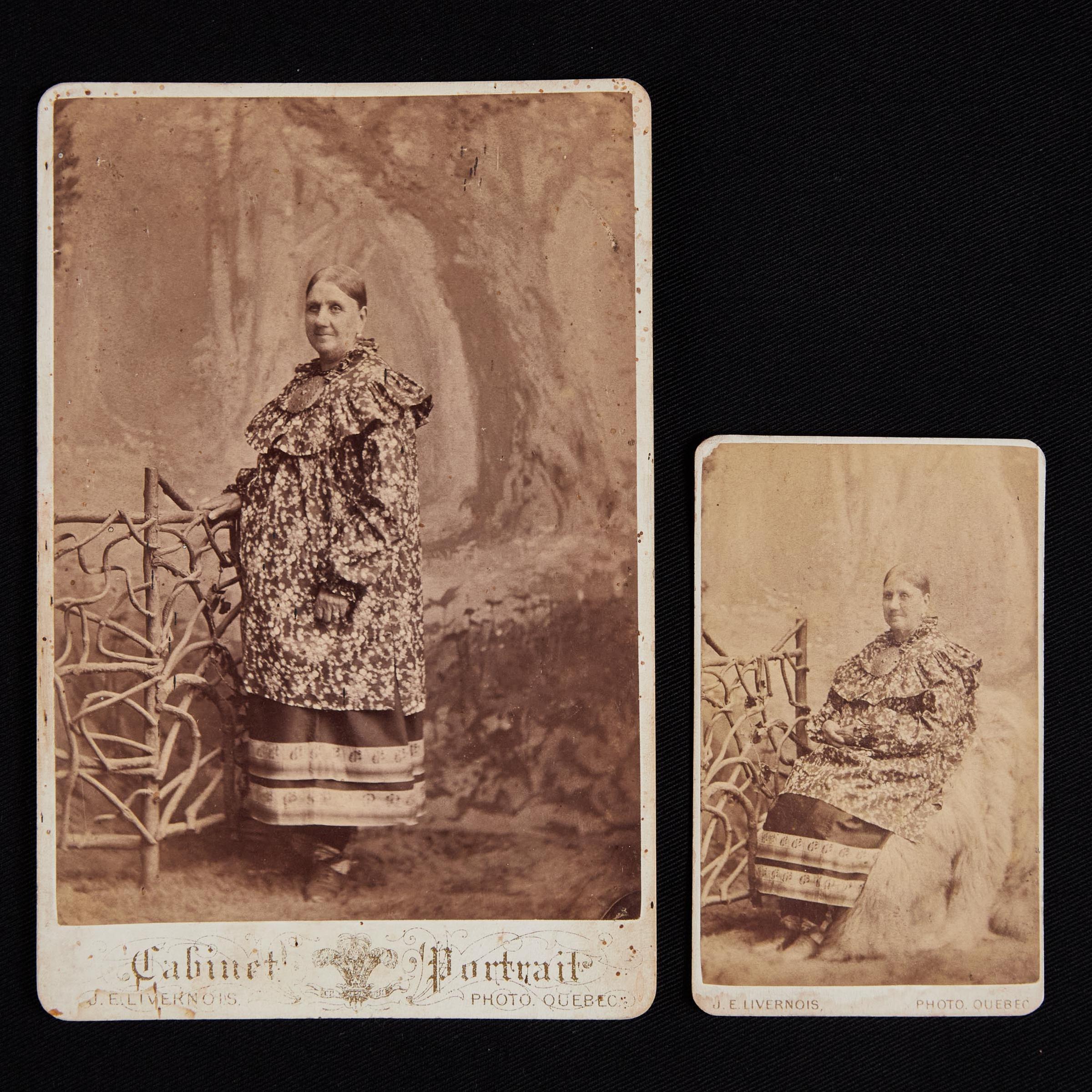 Jules-Ernest Livernois (1851) - One Carte De Visite And One Cabinet Card Of Wendat (Huron) Marié À Émilie Otesse Zacharie, Ca. 1870