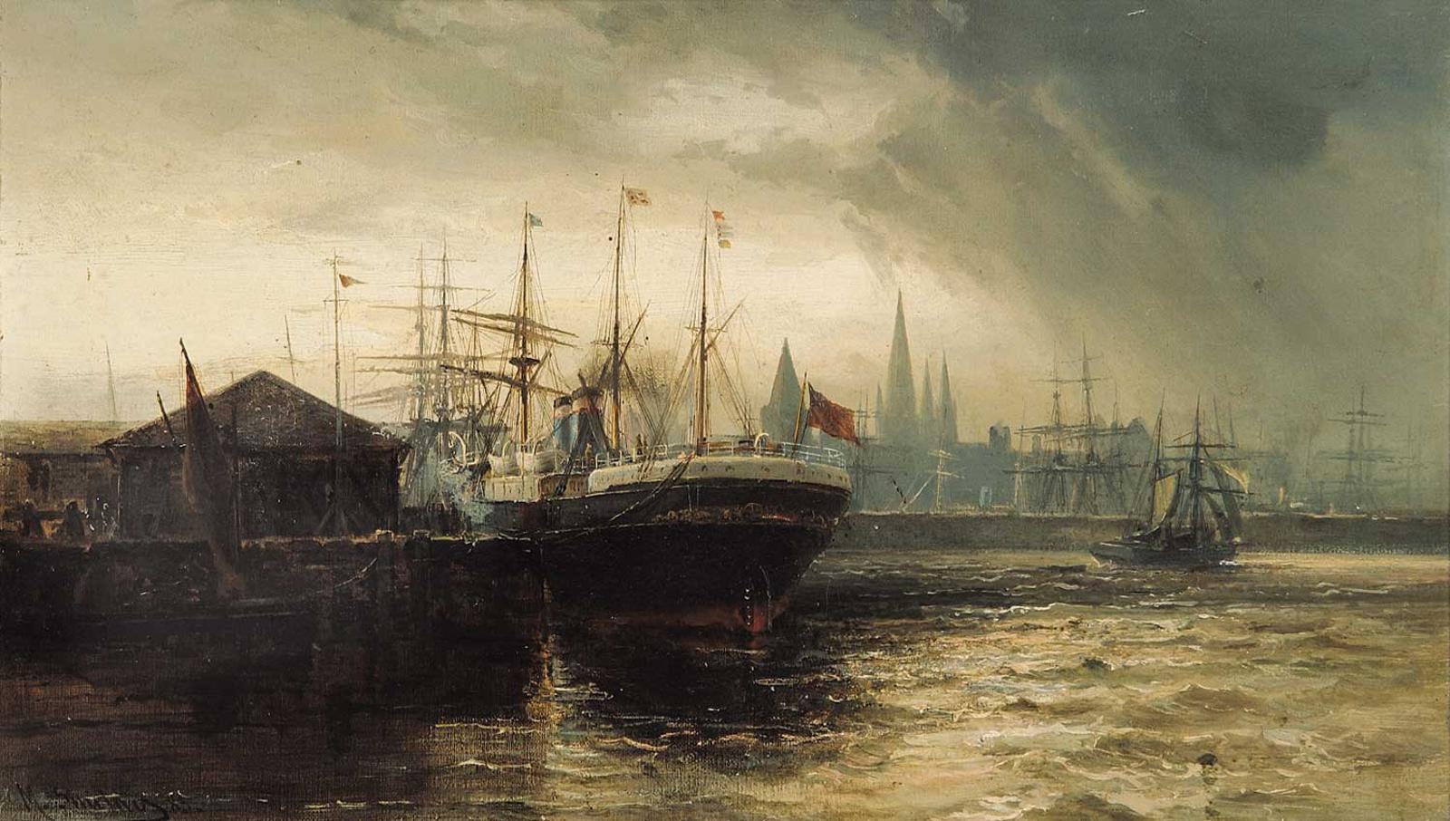 Max Sinclair - Untitled - Ships At Liverpool Harbour