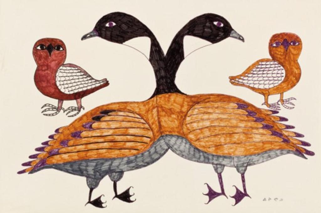 Egevadluq (Eegyvuldluk) Ragee (1920-1983) - Two geese and two owls, ca. early 1970s