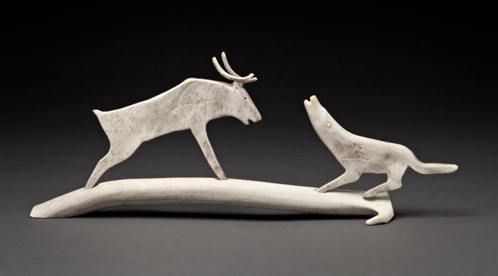 Jacob Irkok (1937-2009) - Caribou and Wolf