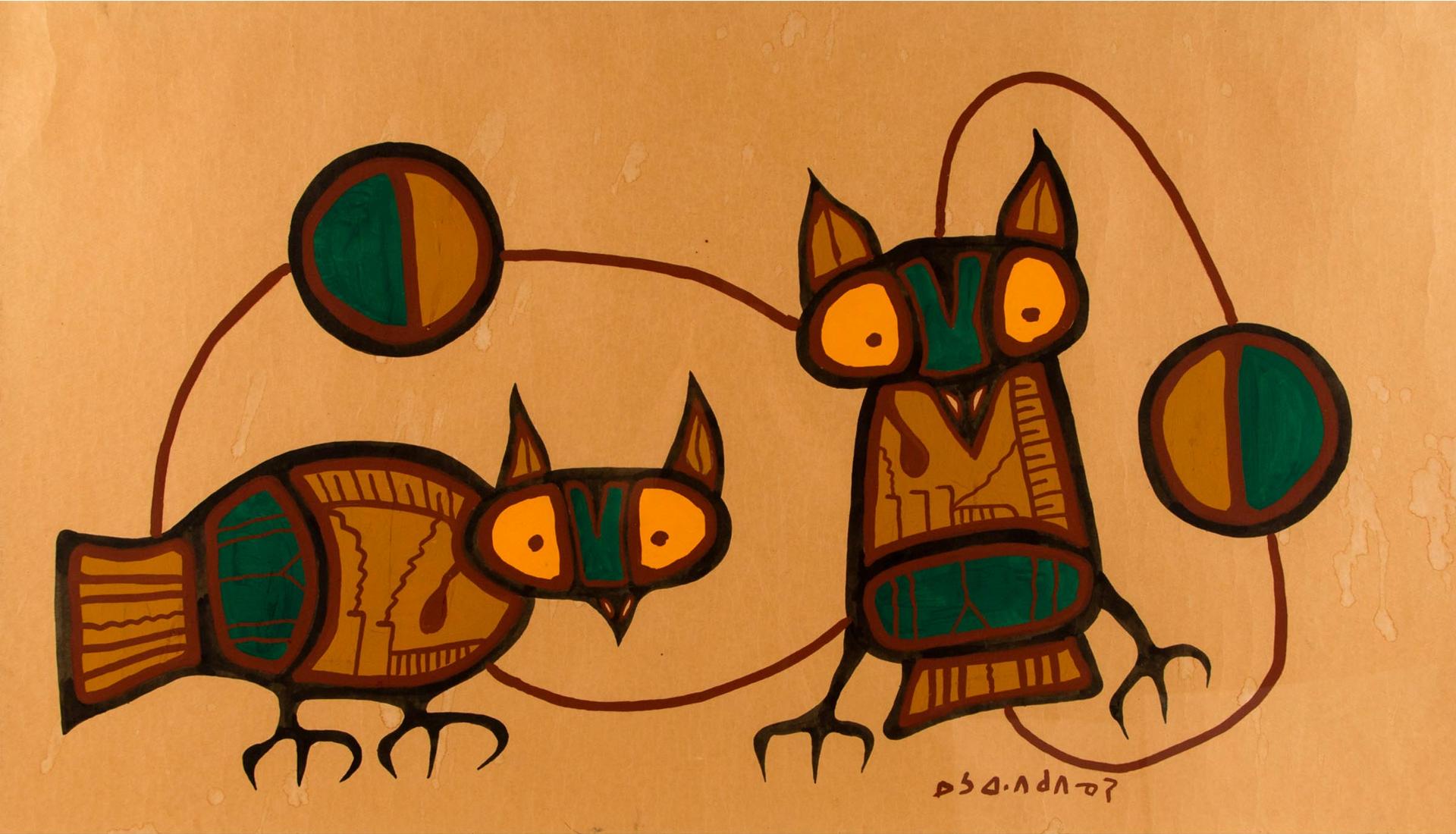 Norval H. Morrisseau (1931-2007) - TWO OWLS, 1968
