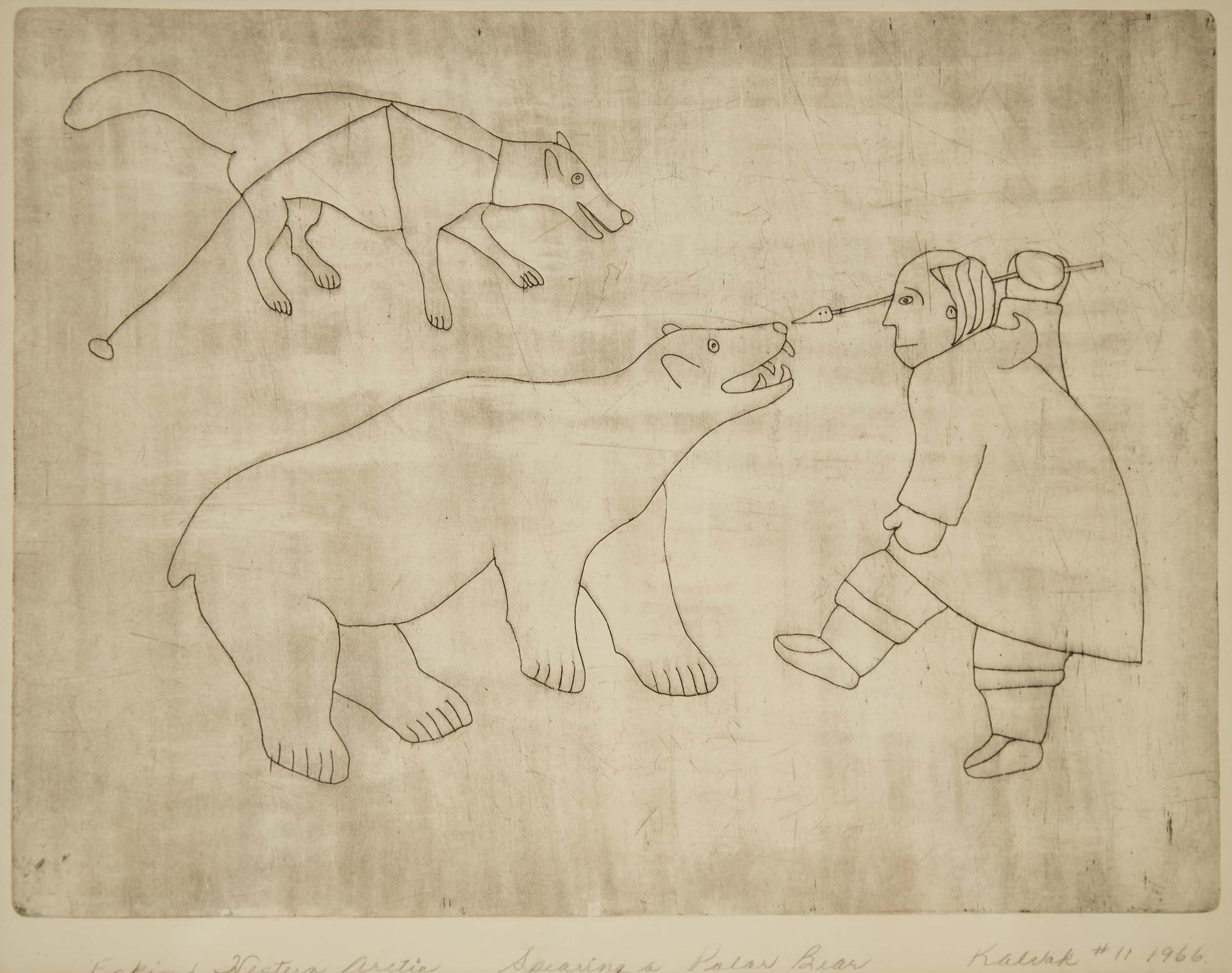 Helen Mabel Nigiyok Kalvak (1901-1984) - Spearing A Polar Bear, 1966