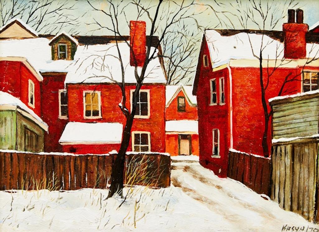 John Kasyn (1926-2008) - Backyards with Trees (Ontario Street)