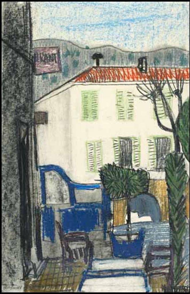 Maxwell Bennett Bates (1906-1980) - Terrace Scene from a French Village