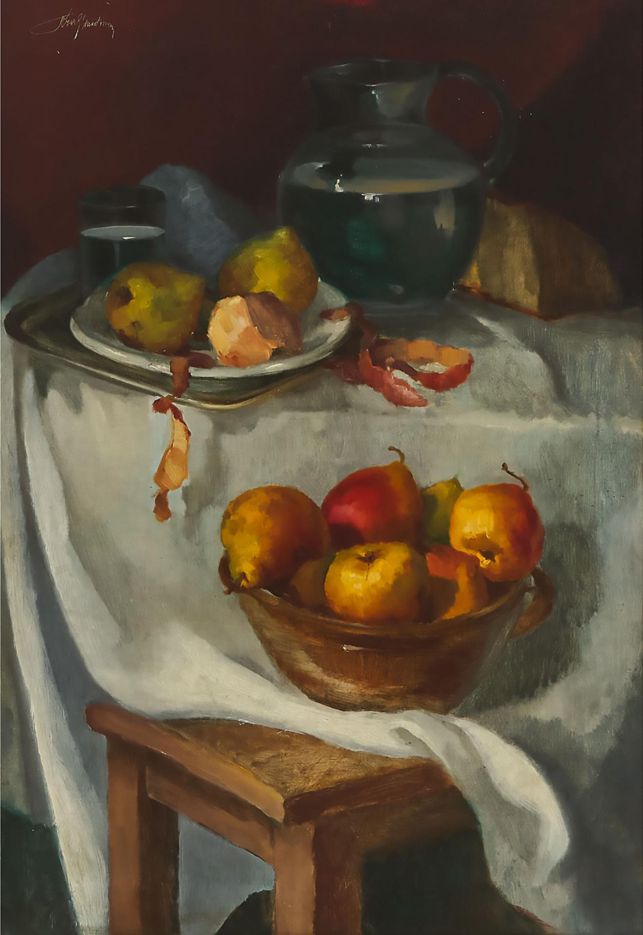 Ladislav Kralj-Međimurec - Still Life Of Apples And Pears On A Draped Table