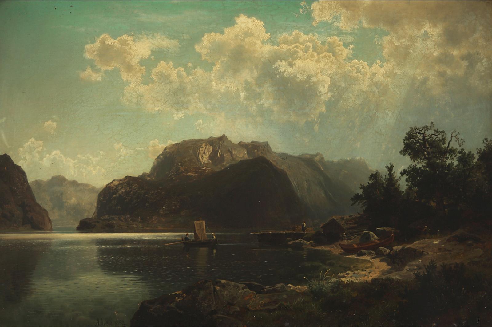 August Wilhelm Leu (1819-1897) - A Quiet Cove In A Fjord, 1857