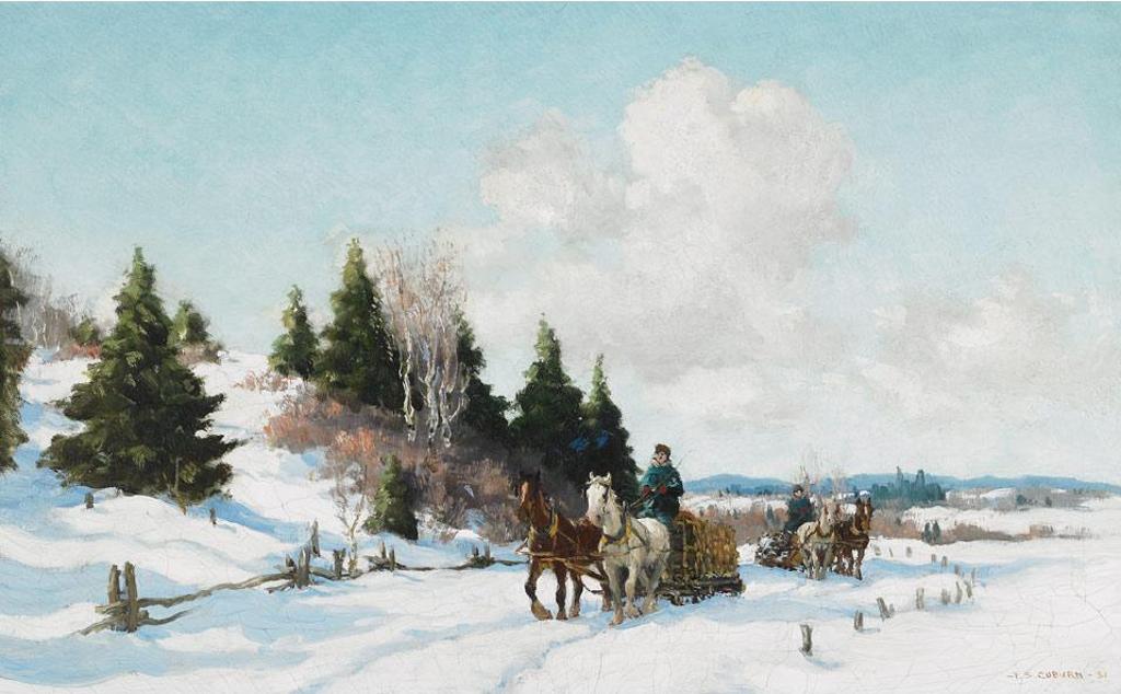 Frederick Simpson Coburn (1871-1960) - A Pair Of Logging Teams On A Winter Road