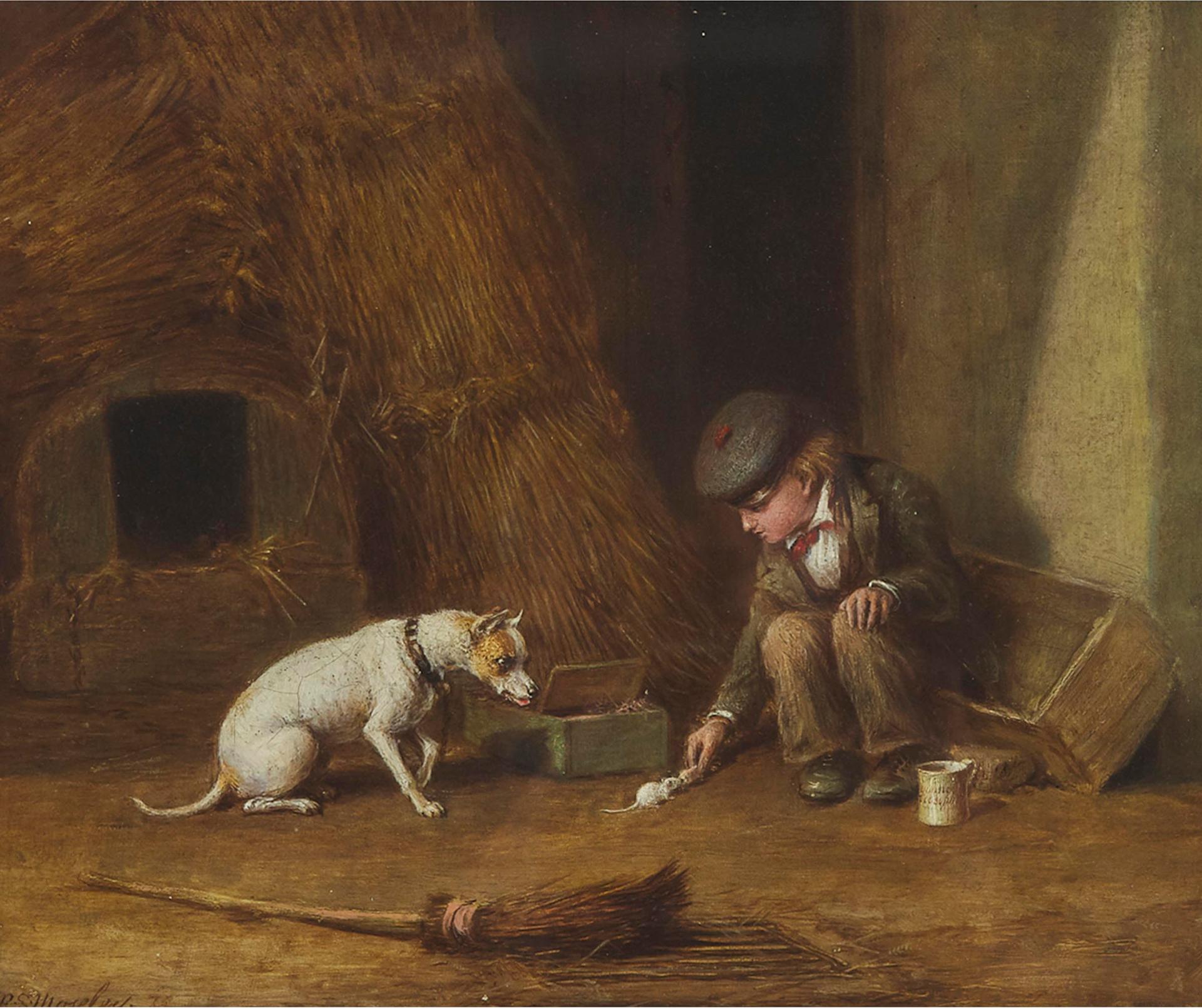Richard S. Mosley - Boy And Terrier Watching A Mouse