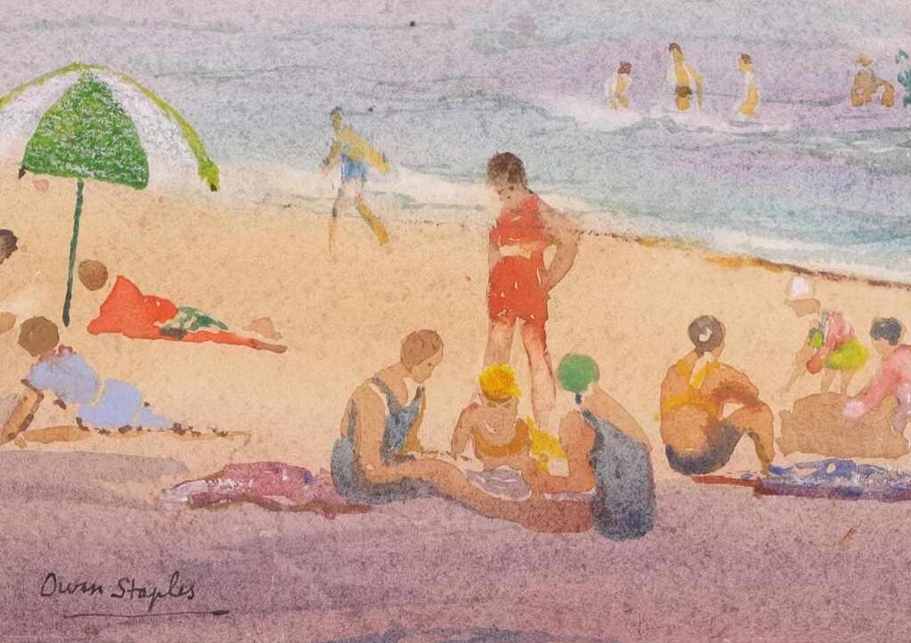 Owen B. Staples (1866-1949) - Beach Scene, Toronto Island