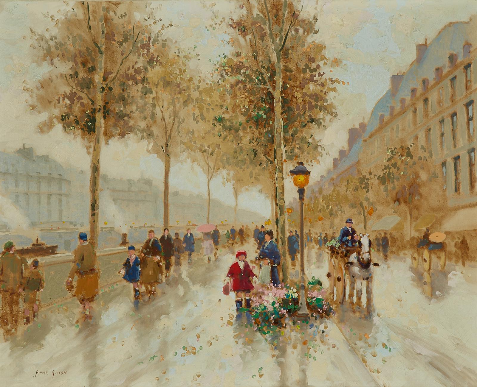 André Gisson (1921-2003) - Busy Day Along The Seine