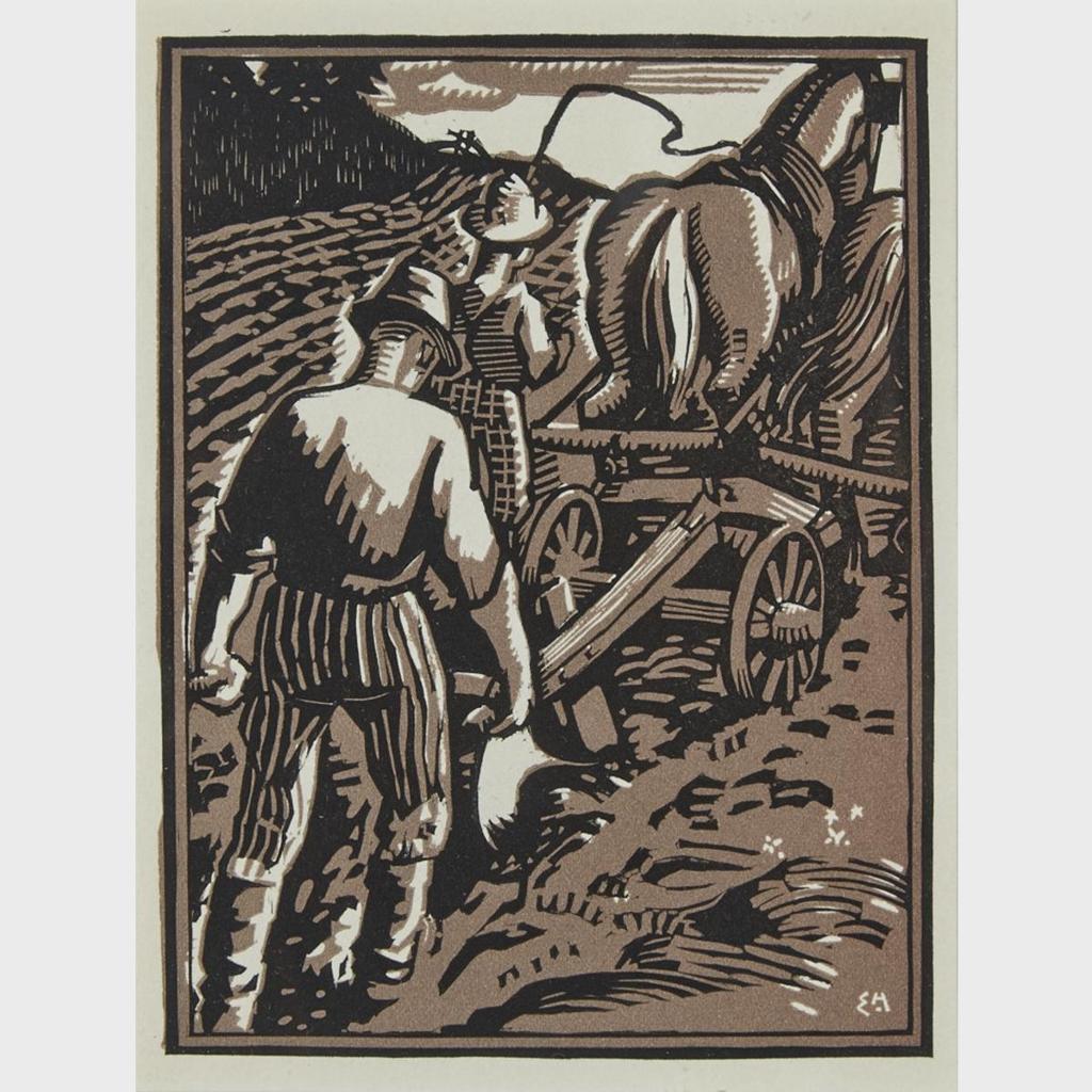 Edwin Headley Holgate (1892-1977) - Untitled - Ploughing The Field