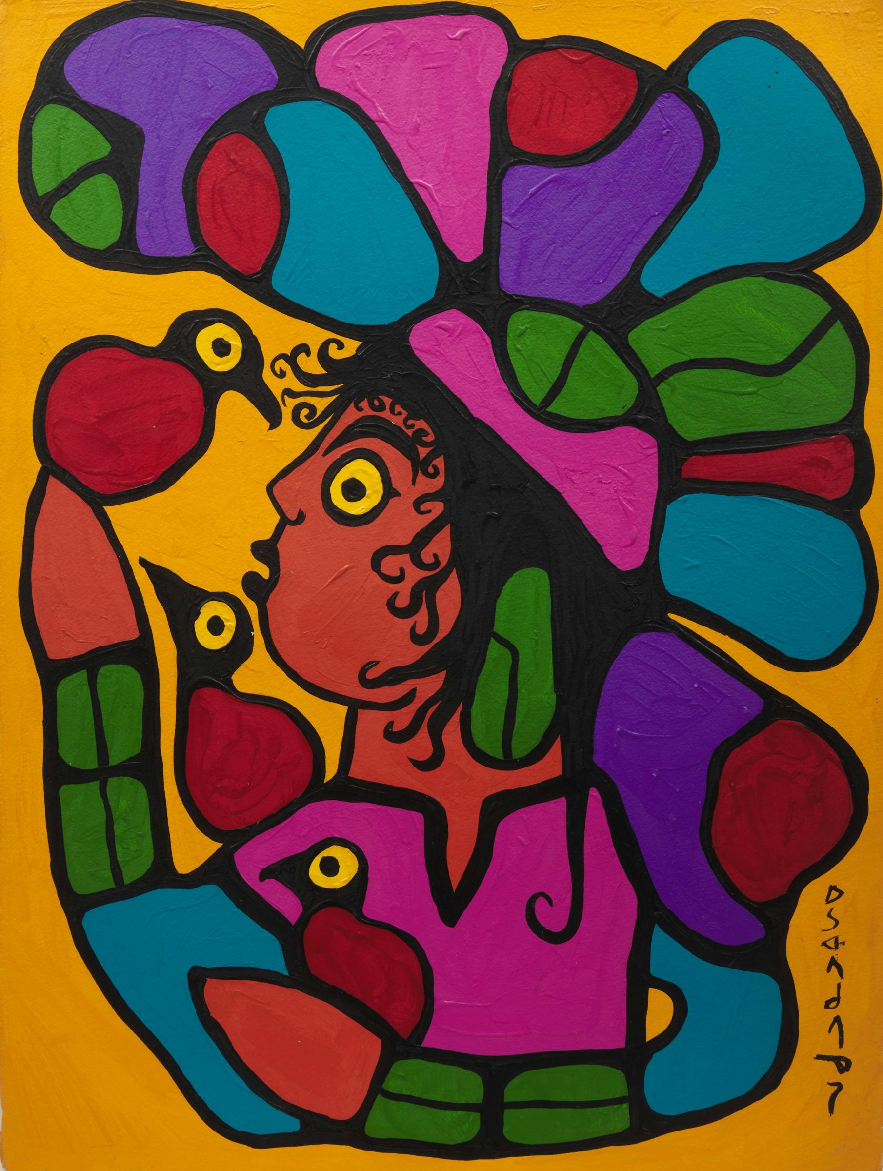 Norval H. Morrisseau (1931-2007) - Robyne Preaching to the Birds