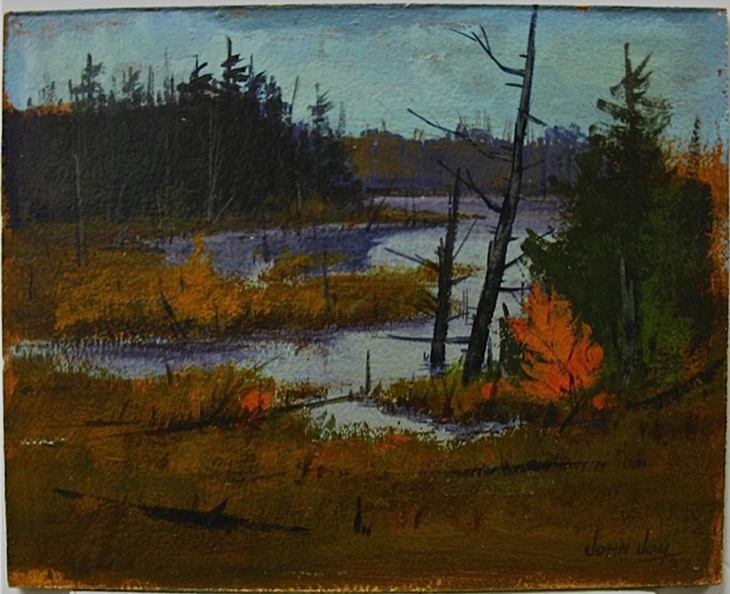 John Joy (1925-2012) - Autumn Lake Scene At Dusk