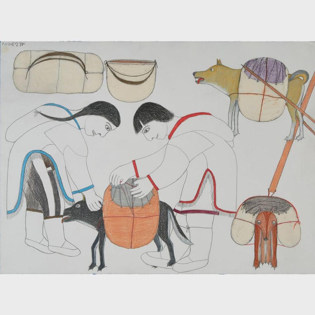 Janet Kigusiuq (1926-2005) - Readying The Dogs