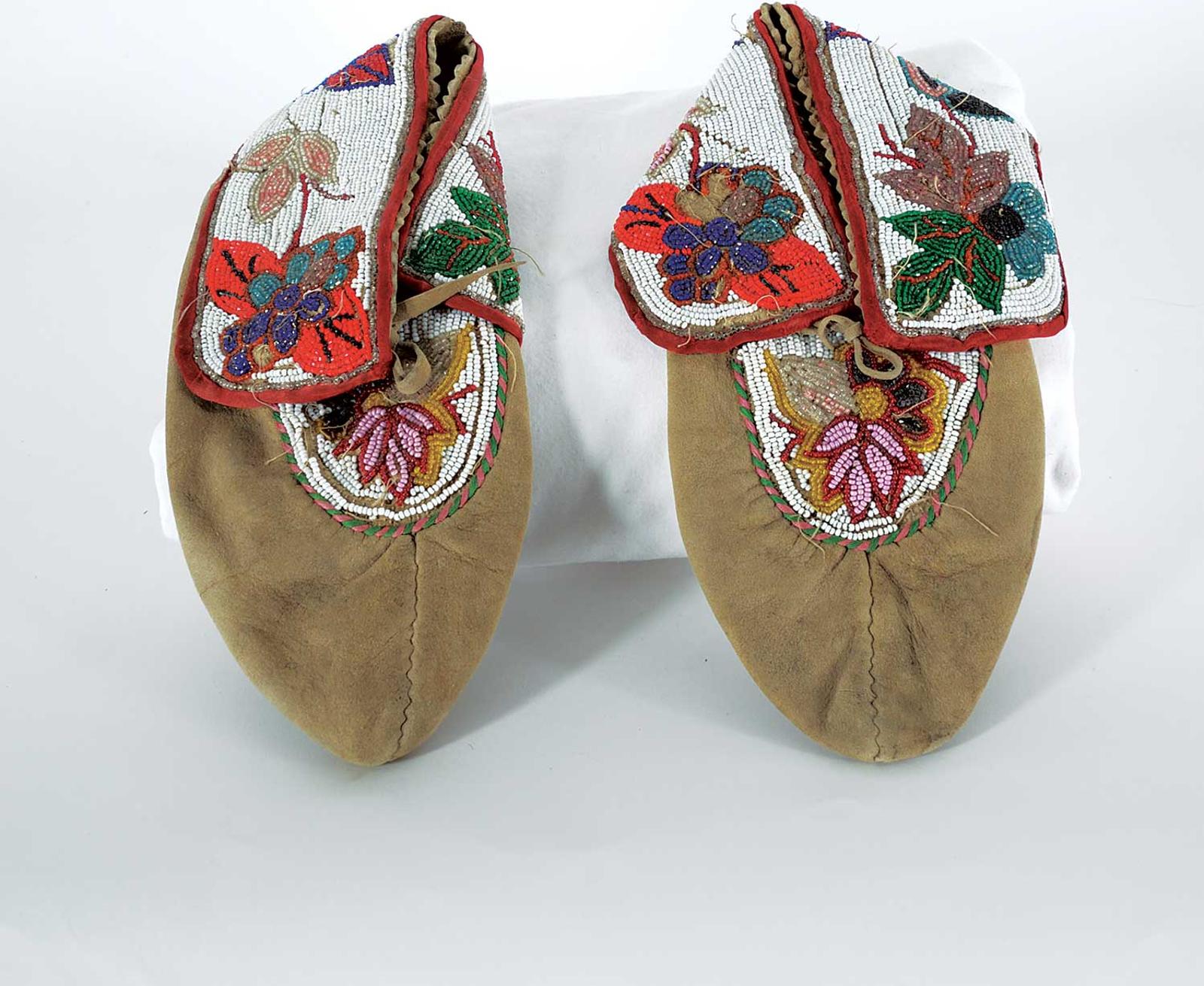Plains Indian School - Untitled - Floral Beaded Moccasins