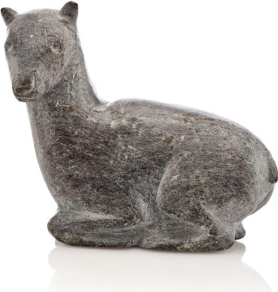 Ludovic Onerk (1955) - Seated Caribou Fawn, early 1970s, Grey stone