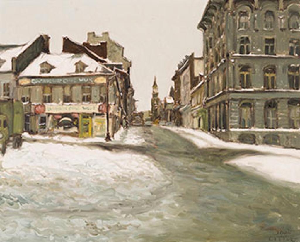 John Geoffrey Caruthers Little (1928-1984) - Rue St. Paul d'autrefois from Place Jacques Cartier, Montreal