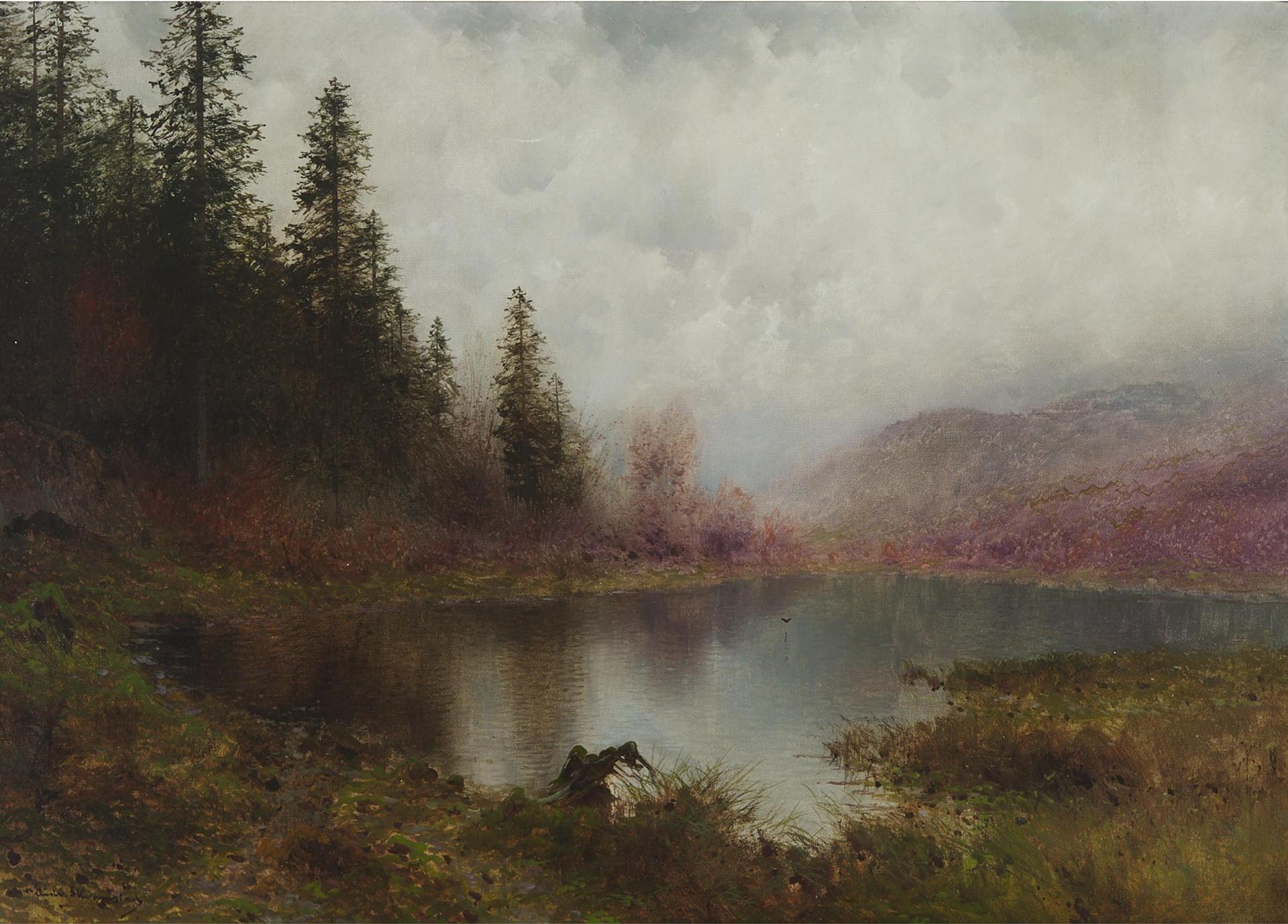 Ludvig Skramstad (1855-1912) - Misty River Landscape